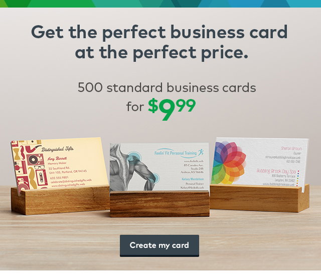 500 standard business cards for $9.99