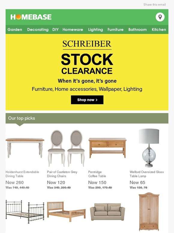 Homebase Schreiber Stock Clearance Home & Furniture Milled