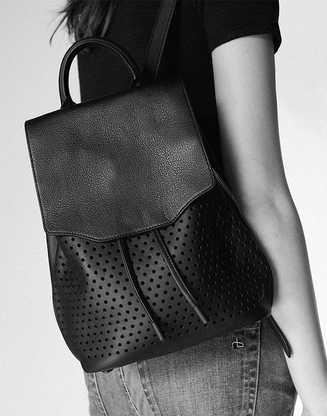 Rag Bone The Mini Pilot Backpack in Perforated Leather Milled