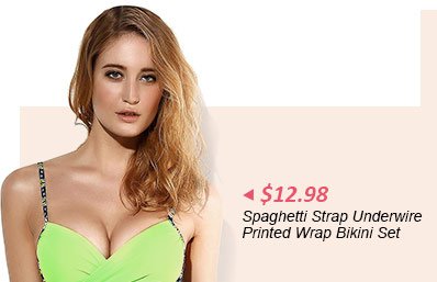 Refreshing Spaghetti Strap Underwire Printed Wrap Bikini Set For Women