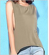 Trendy Round Collar Sleeveless Asymmetrical Solid Color Tank Top For Women