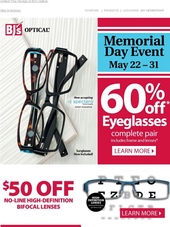 BJs Wholesale Club BJ's Optical Memorial Day Event Exclusive Milled