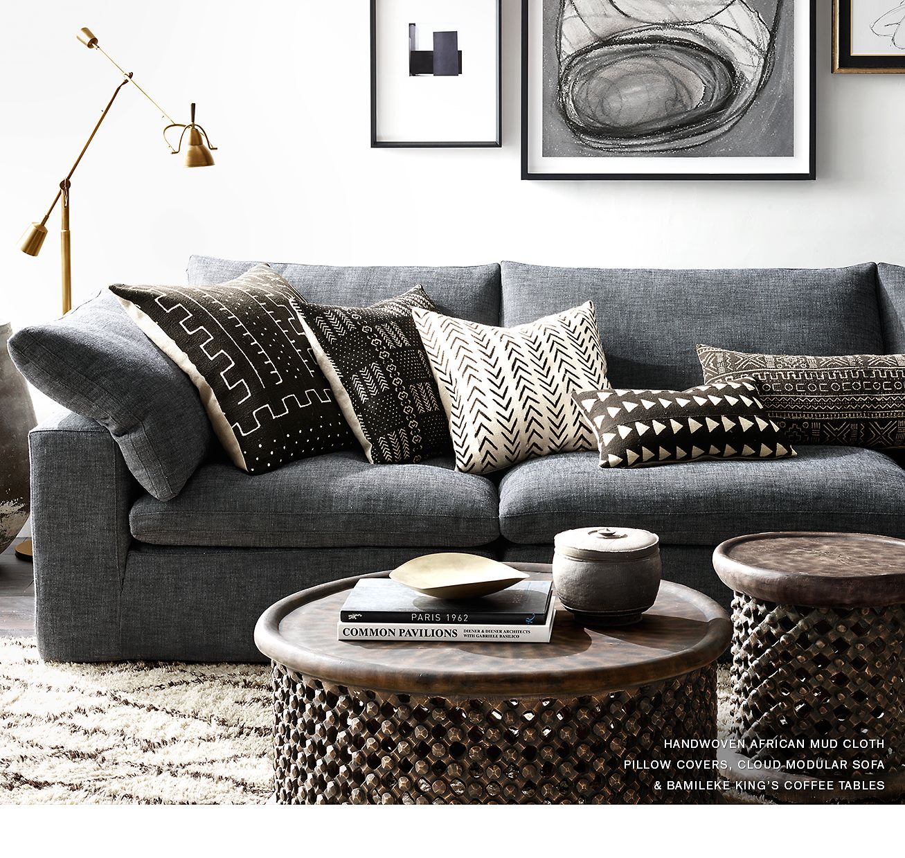 Mud cloth on sale pillows restoration hardware