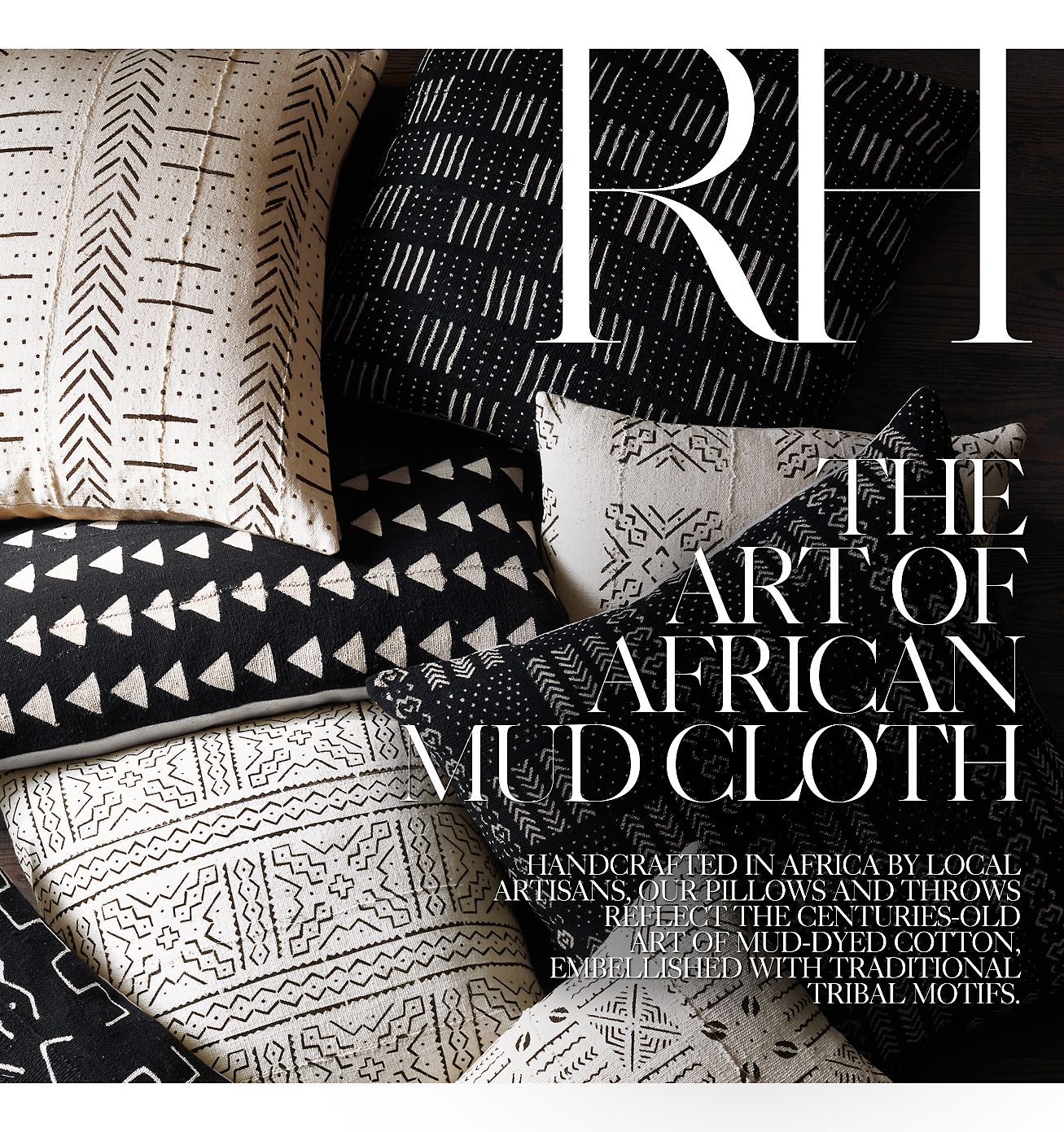 Mud cloth on sale pillows restoration hardware