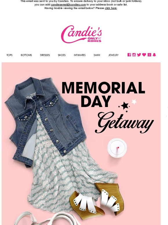 Shop Candie’s for your Memorial Day Getaway!