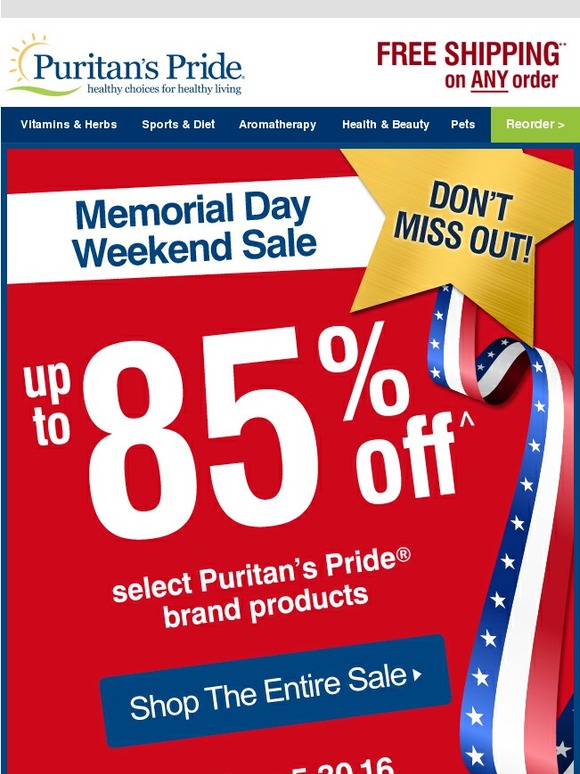 Puritan's Pride Act Now, 85 OFF Memorial Day Sale hurry, limited