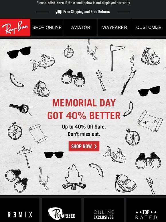 Ray-Ban: Hurry! Memorial Day sale is 