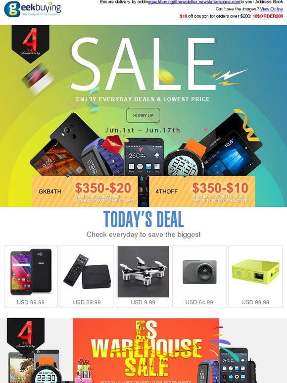 4th Anniversary Sale Starts Now! $20 Coupon, $30 Off Helio X20 Smartphone