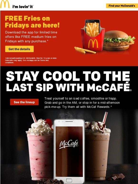 McDonald's Earn FREE Drinks with McCafé Rewards! Milled