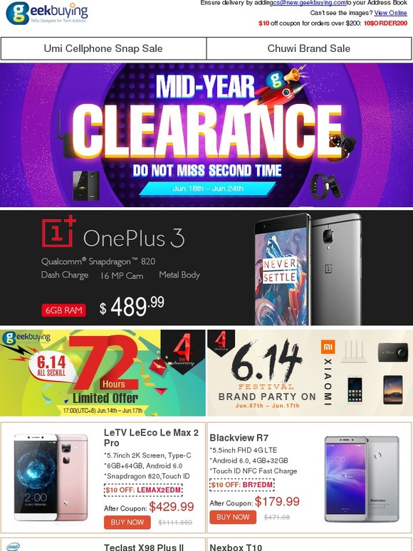 Mid-Year Clearance & OnePlus 3 Pre-Order, Explore Now!