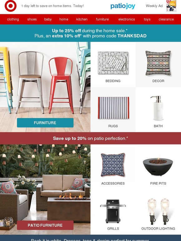 Target Home sale ends in 3, 2... Milled