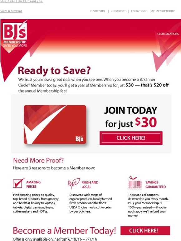 BJ's Wholesale Club Exclusively for You Join BJ's Today for Just 30