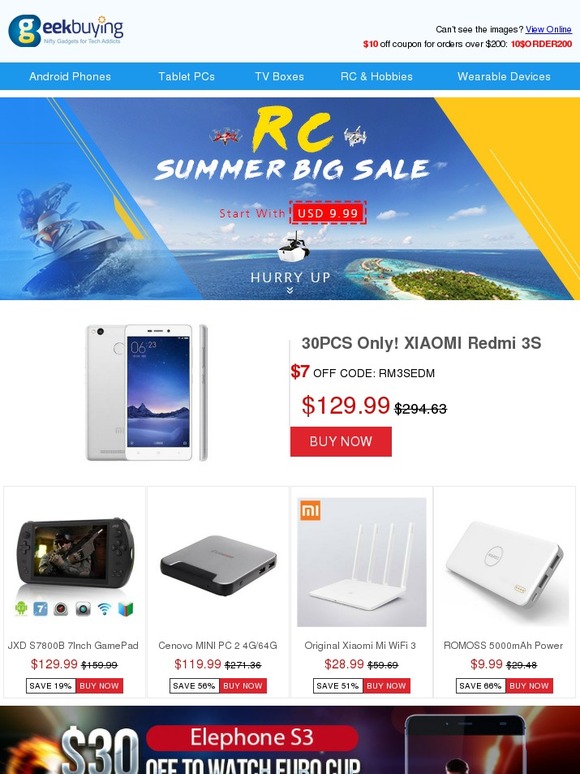 Xiaomi Redmi 3S @ $129, RC Drone Sale Low to $6.59, Hurry Now!