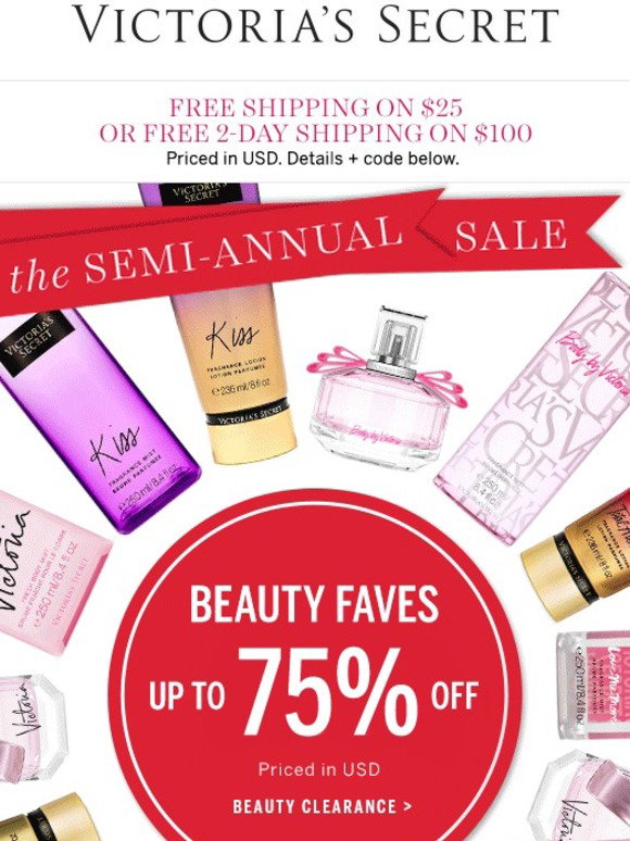 Victoria's Secret Up to 75 off beauty. SemiAnnual Sale! Milled