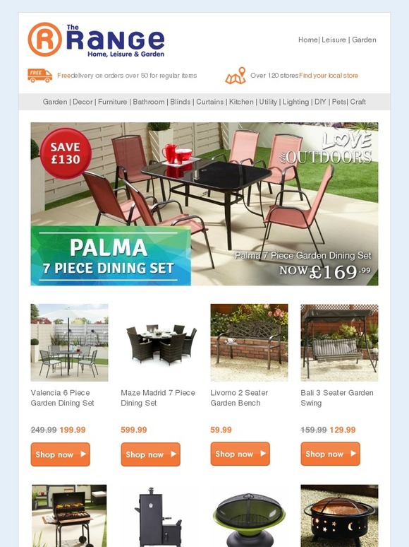 The Range This Month's Most Loved Palma 7 Piece Garden Dining Set