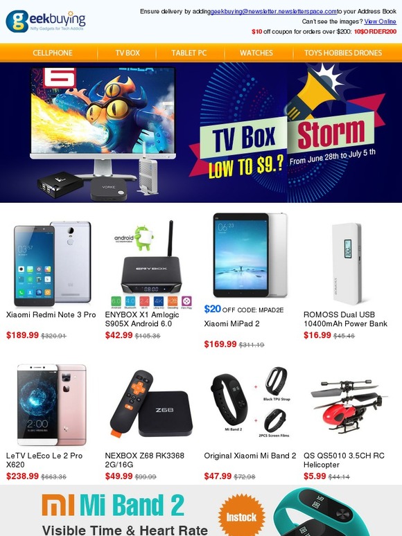TV Box Storm From $9.4| Redmi Note 3 Pro @ $189| Mi Band 2 in Full Stock