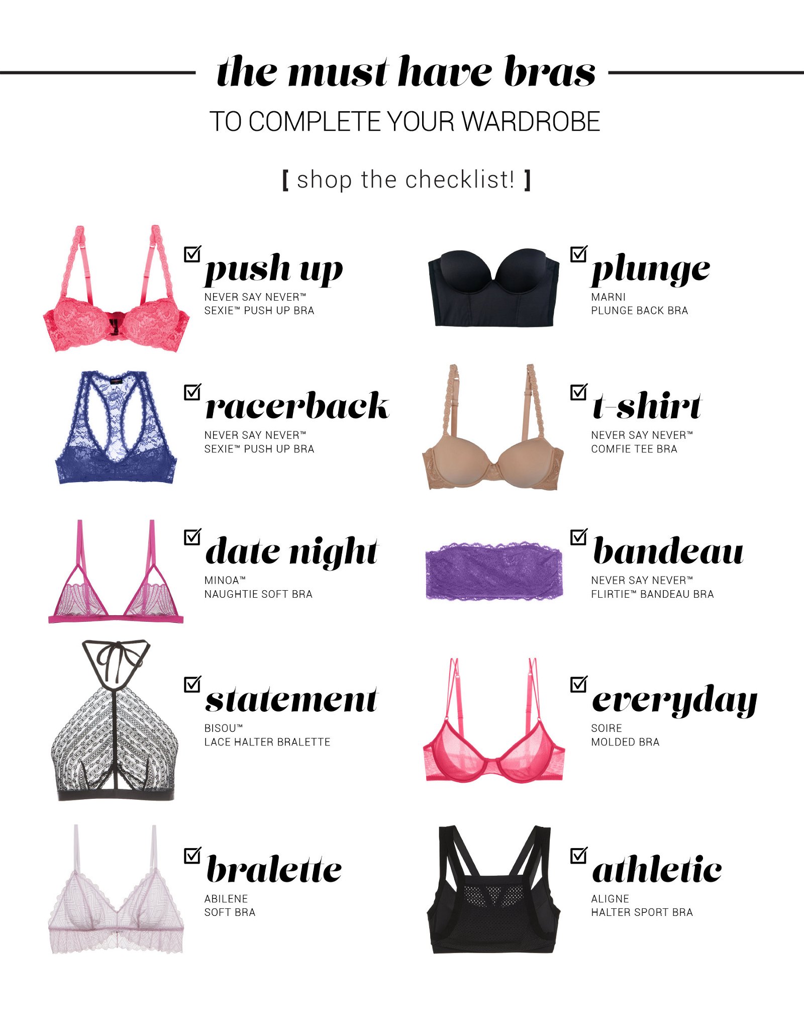 Building a bra wardrobe: This checklist includes the basic bra