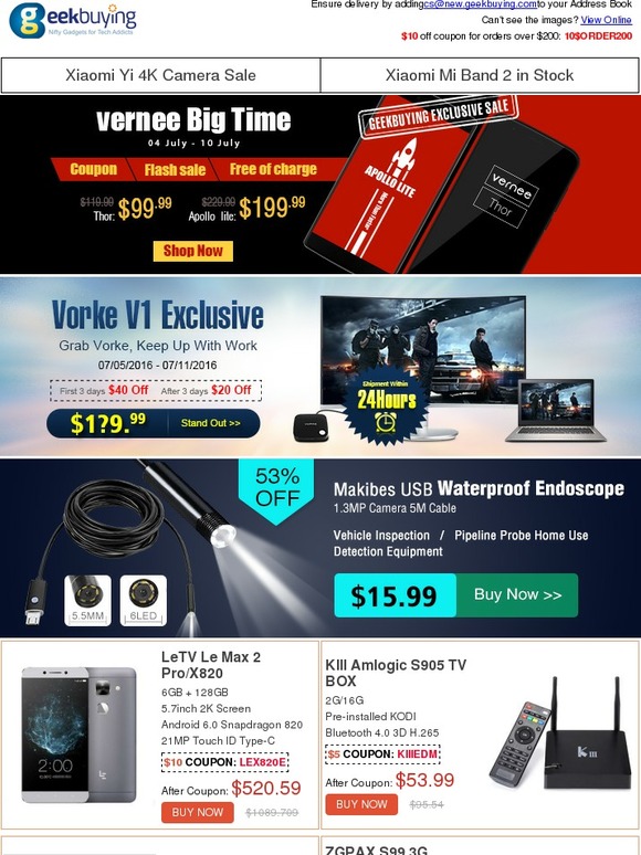 Reminder: 6GB+128GB 2K Smartphone Sale, Vernee Big Time, Summer & Travel Essentials...