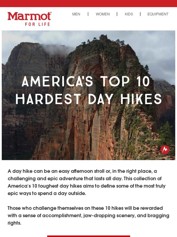 Marmot Top 10 Hardest Day Hikes Milled