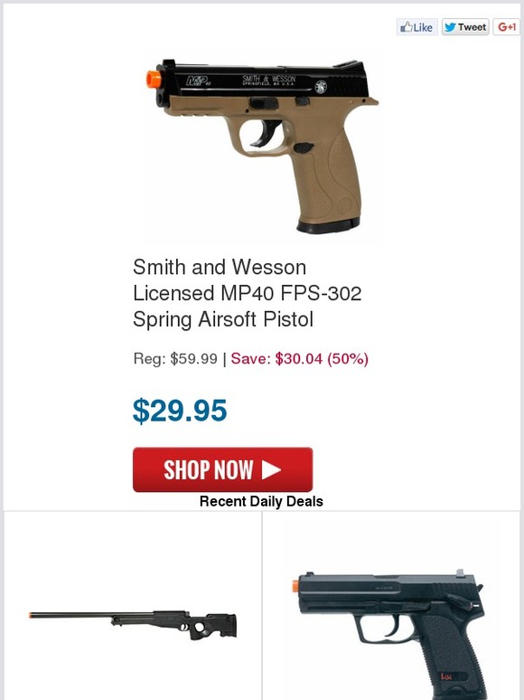 29.95 Smith and Wesson MP40 Airsoft Pistol! Milled