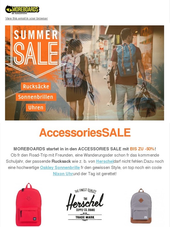 👓 💼 🎩 Bis zu -50% auf Rucksäcke, Sonnenbrillen, Uhren und Caps - Accessories der Top MARKEN Herschel, Oakley, Nixon und viele mehr