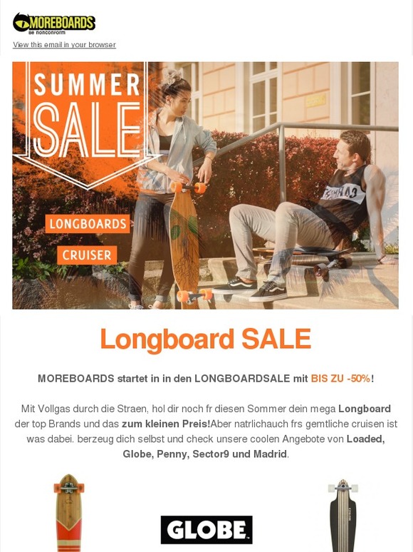 😱 BIS ZU -50% auf LONGBOARDS und CRUISER der TOP BRANDS wie Loaded, Globe, Sector9, Penny und Madrid 😱