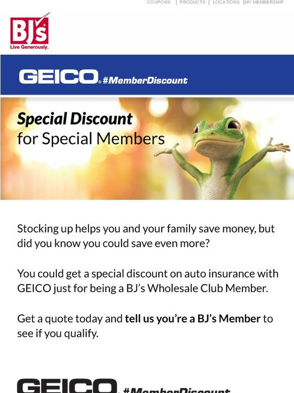 BJs Wholesale Club GEICO auto insurance a discount for Members Milled