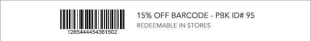 15% OFF BARCODE - PBK ID 95