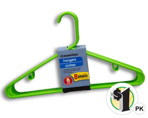 8-pk. Hangers, Just $1 per pack