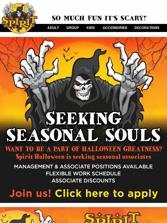Spirit Halloween NOW HIRING Be a part of Halloween GREATNESS! Milled
