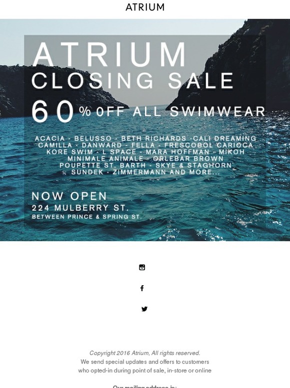 Closing Sale Up to 60% off