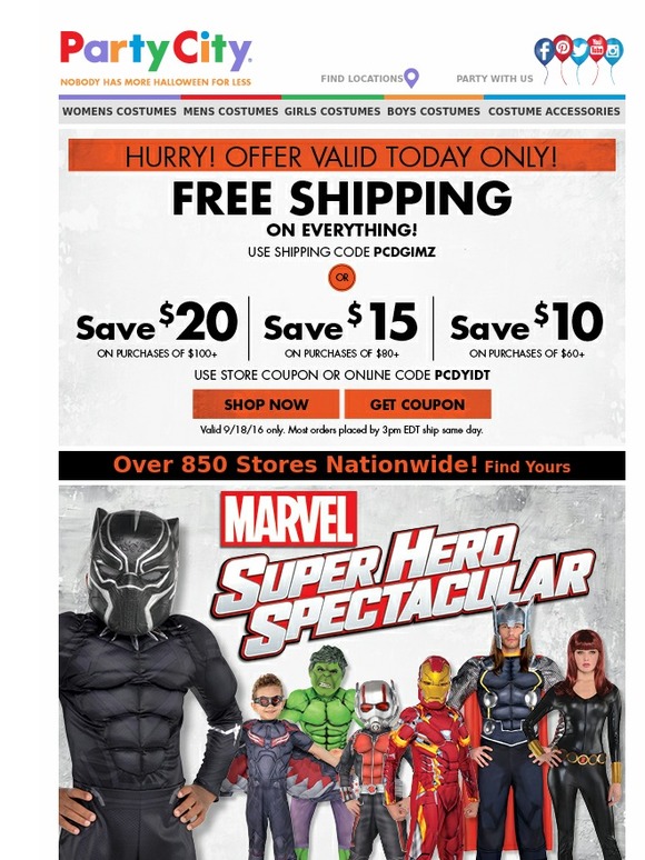 Party City FREE Shipping on Everything or 20 Off Today! Milled