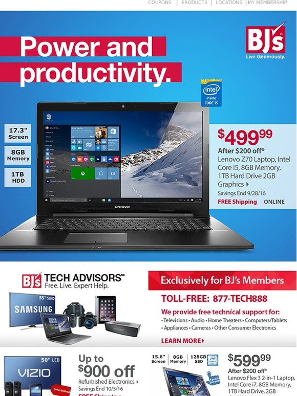 BJs Wholesale Club BJ's Member, save 200 off this great laptop Milled