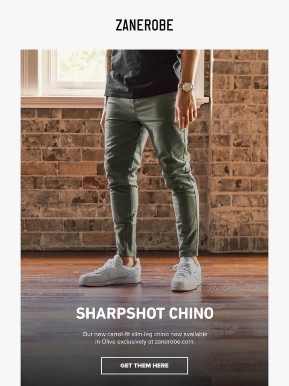 Zanerobe: Sharpshot Chino now available in Olive | Milled
