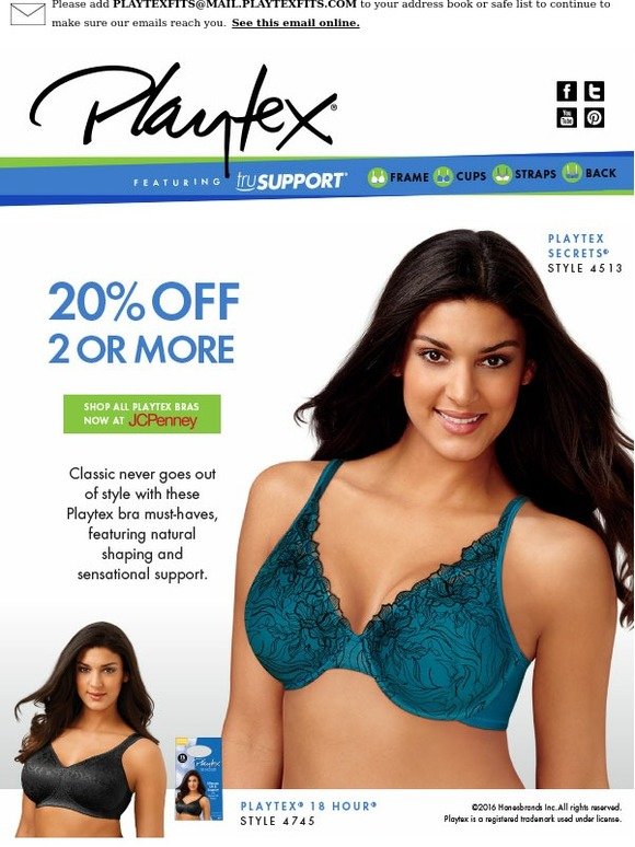 Playtex: Stock Up Now: Playtex Bras 50% Off 2 or More