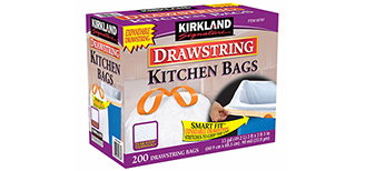 Kirkland Signature 13-Gallon White Drawstring Kitchen Bag 200-Count