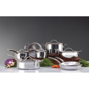 Kirkland Signature 13-Piece Tri-Ply Clad Stainless Steel Induction Cookware Set