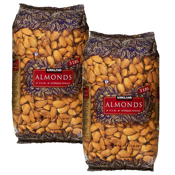 Kirkland Signature Whole Almonds Two 3 Lb. Packs