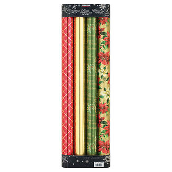 Kirkland Signature Christmas Wrapping Paper, Reds & Golds, 4-​P​ack