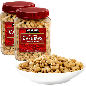 Kirkland Signature Whole Cashews 2 - 2.5 Lb. Jars