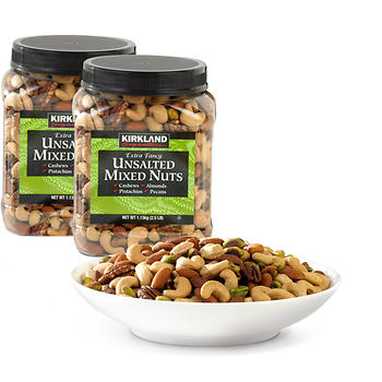 Kirkland Signature Extra Fancy Unsalted Mixed Nuts 2 - 2.5 Lb. Jars