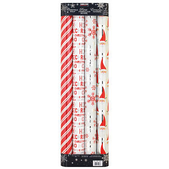 Kirkland Signature Christmas Wrapping Paper, Reds, Silvers & Whites, 4-Pack