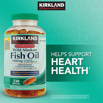 Kirkland Signature Wild Alaskan Fish Oil, 1,400 mg, 230 Softgels