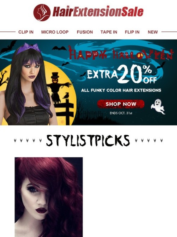 ⚡⚡ Halloween is coming your way: 20% OFF all funky color hair extensions!