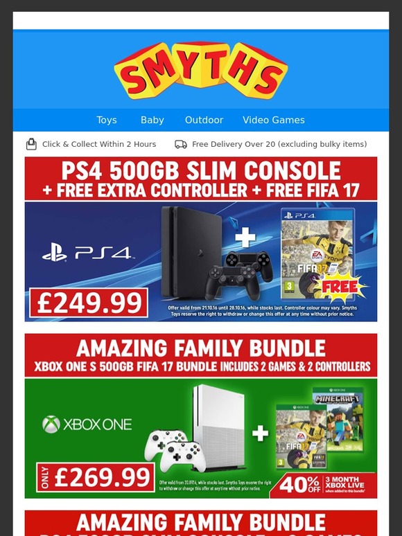 Smyths Toys HQ: Unbelievable PS4 Bundle with FREE Extra Controller ...