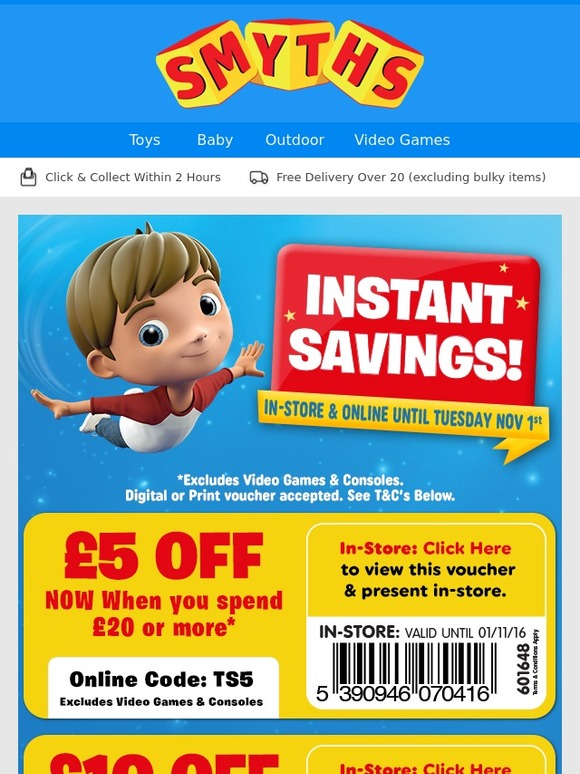 Smyths Toys HQ: FREE £20 Money Off Voucher Valid In-store & Online Now ...