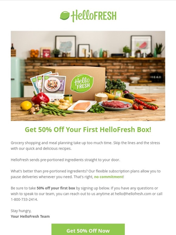 HelloFresh US Sale! Receive 50 off your first HelloFresh box! Milled