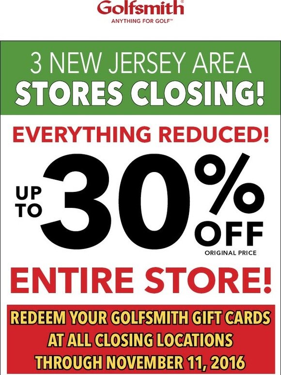 3 NEW JERSEY AREA Stores Closing Sale!--Everything Reduced--Nothing Held Back!