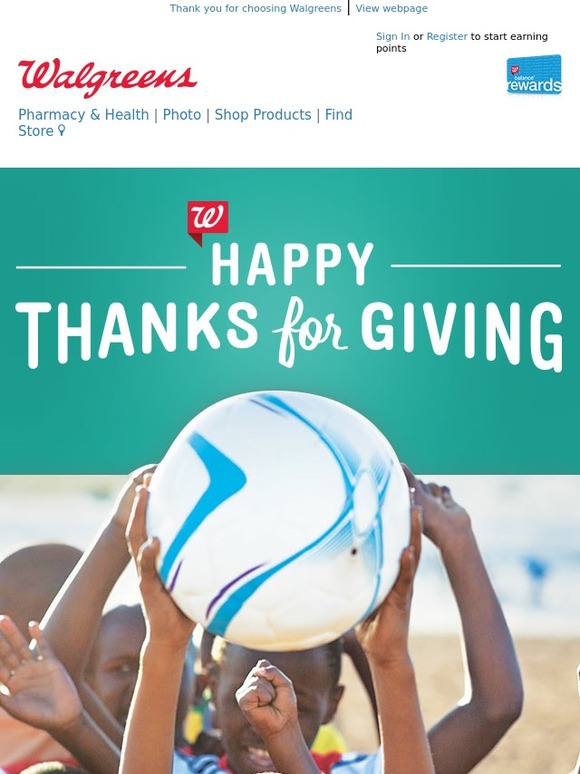 Walgreens: Happy Thanks For Giving! See How We're Making A World Of  Difference | Milled