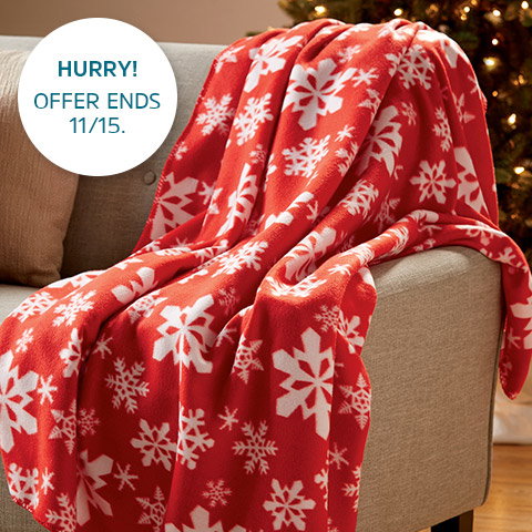 FREE Snowflake Throw with any purchase! Offer ends 11/15.